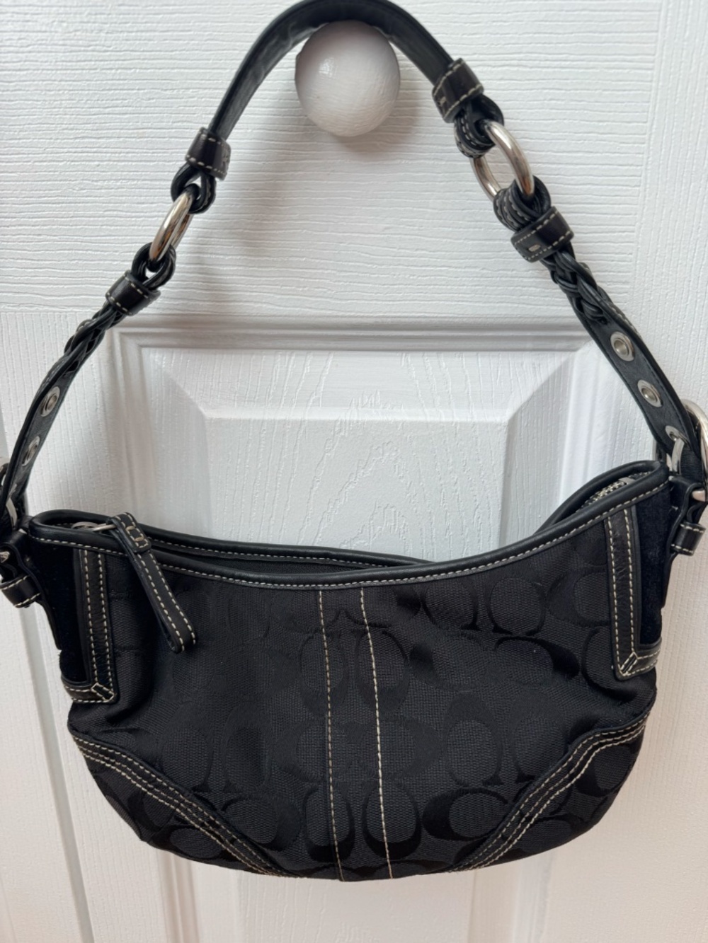 Vintage Coach Y2K Black Signature C Canvas Soho Hobo Bag #6266